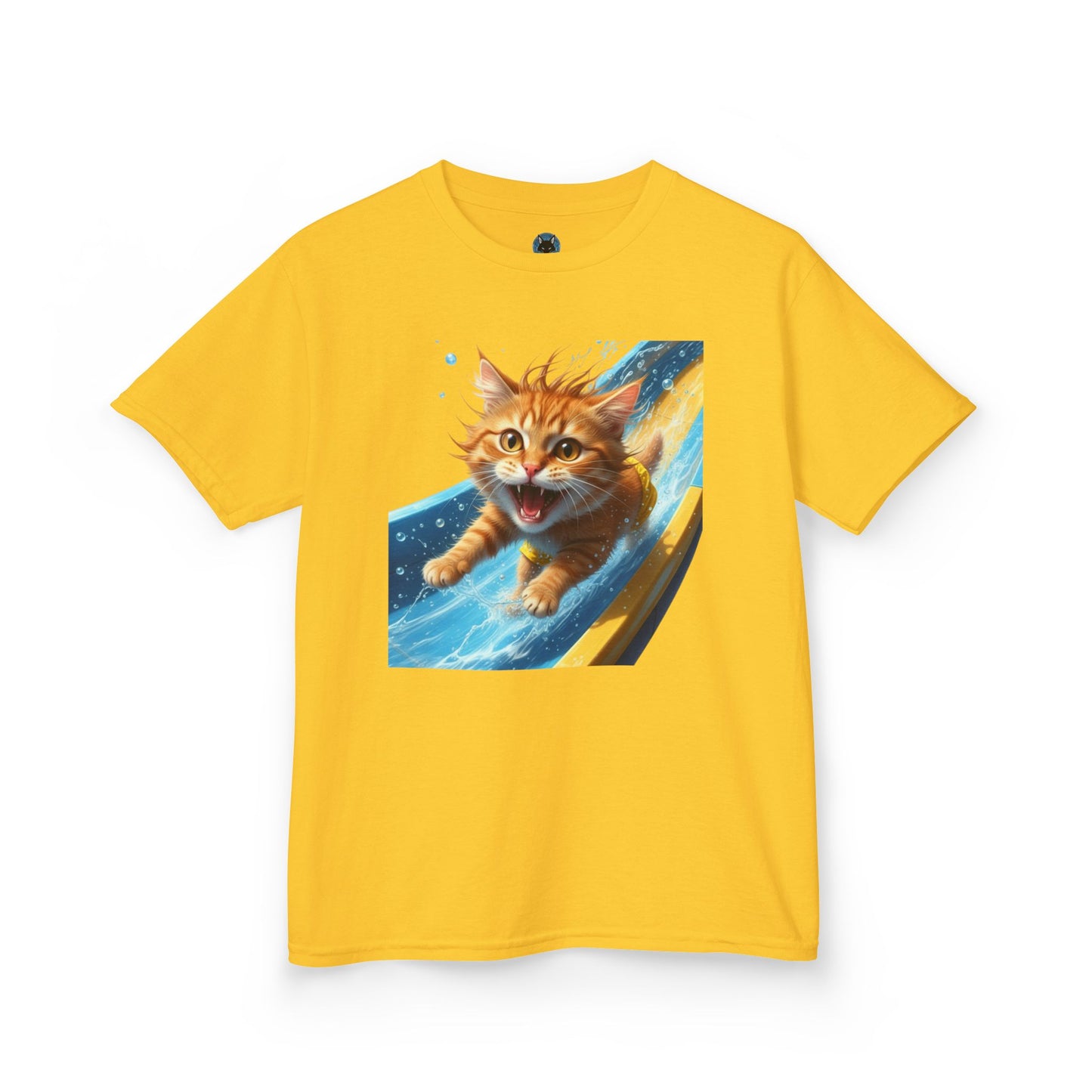 Kids T-shirt - Playful Cat Sliding Down Water Slide