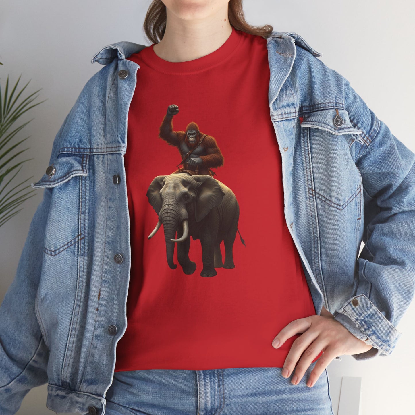Bigfoot Riding Elephant Unisex T-Shirt