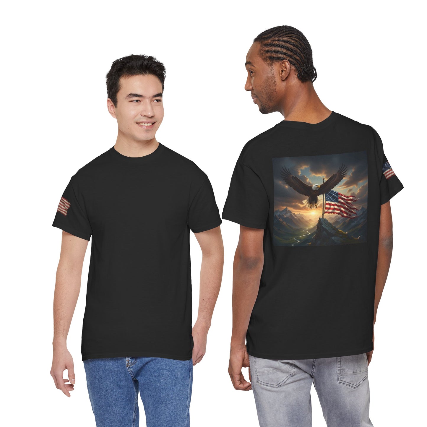 Patriotic Tee with Bald Eagle and Flag