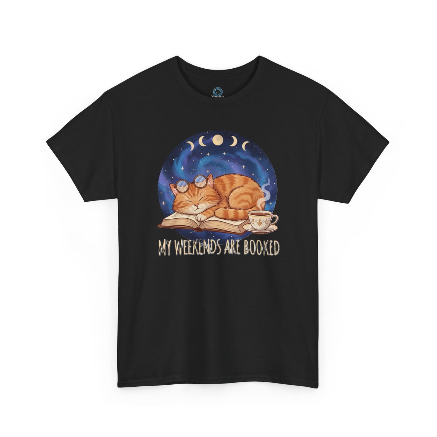 Sleeping Orange Cat shirt | My Weekends Are Booked, moon phases, cozy cat tee