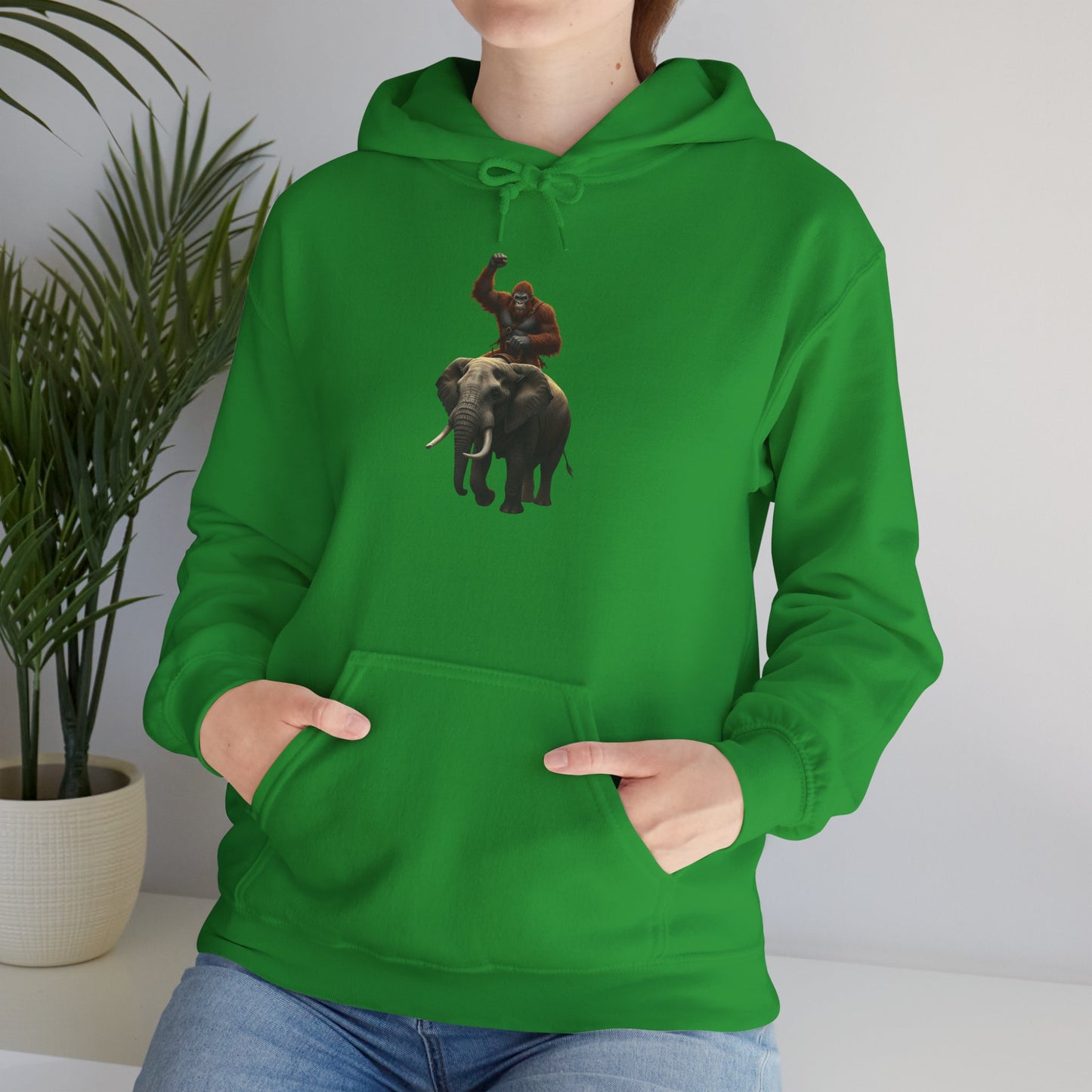 Bigfoot Riding an Elephant Hoodie - Unisex Sweatshirt
