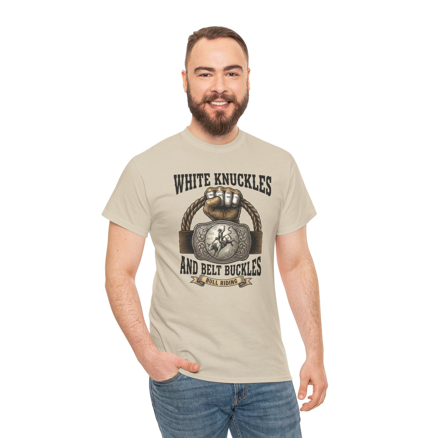 White Knuckles Belt Buckles Shirt, Bull Riding Tee, Rodeo Cowboy Gift, Western Graphic Top, Country Rodeo Apparel