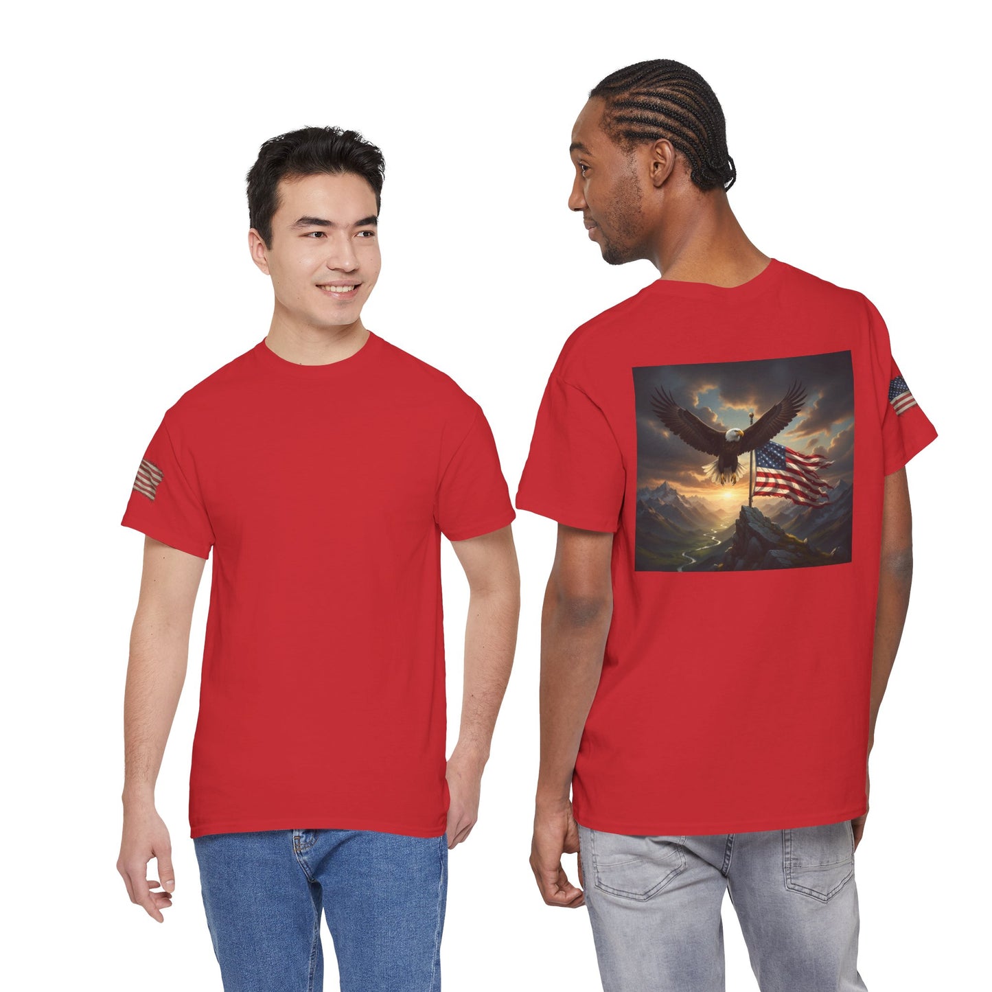 Patriotic Tee with Bald Eagle and Flag