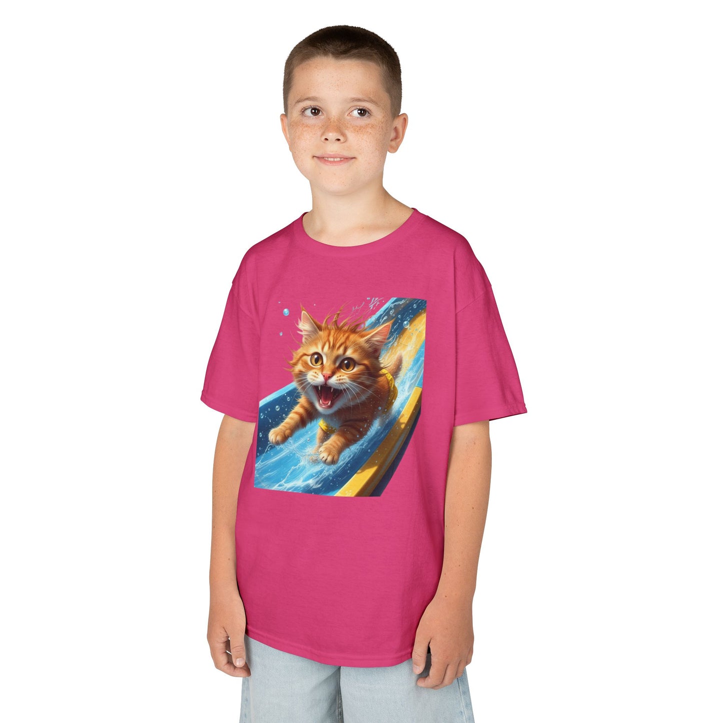 Kids T-shirt - Playful Cat Sliding Down Water Slide