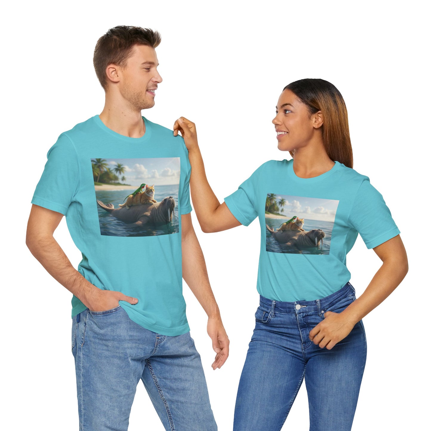 Ocean Friends Unisex T-Shirt - Walrus Cat Lizard Design