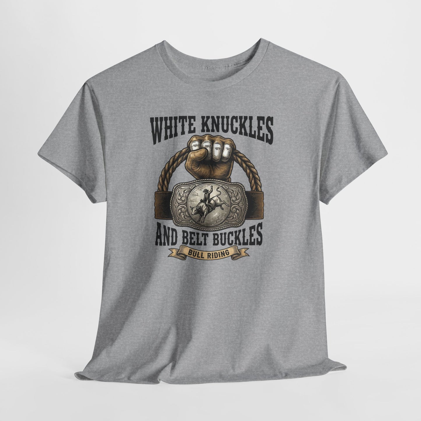 White Knuckles Belt Buckles Shirt, Bull Riding Tee, Rodeo Cowboy Gift, Western Graphic Top, Country Rodeo Apparel