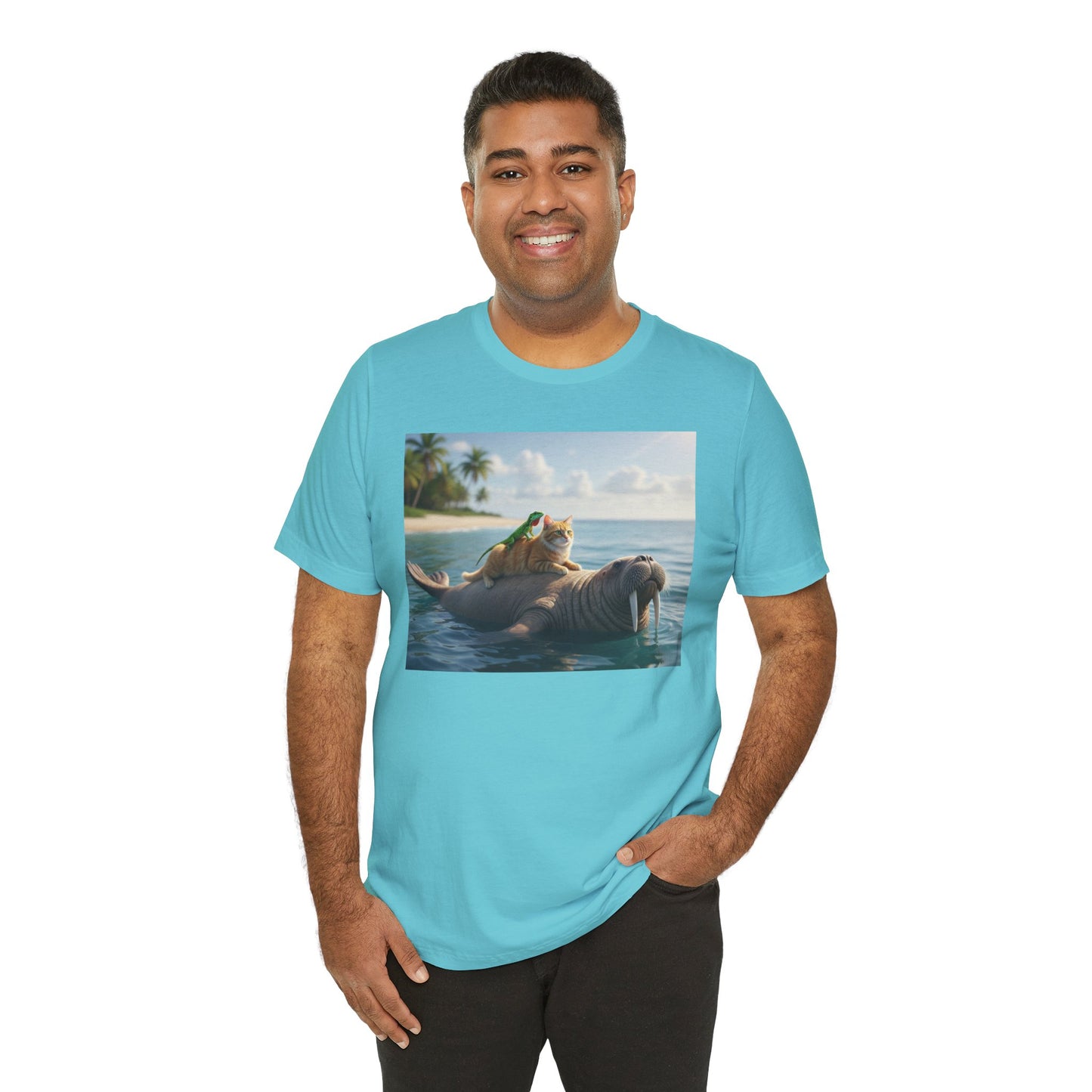 Ocean Friends Unisex T-Shirt - Walrus Cat Lizard Design