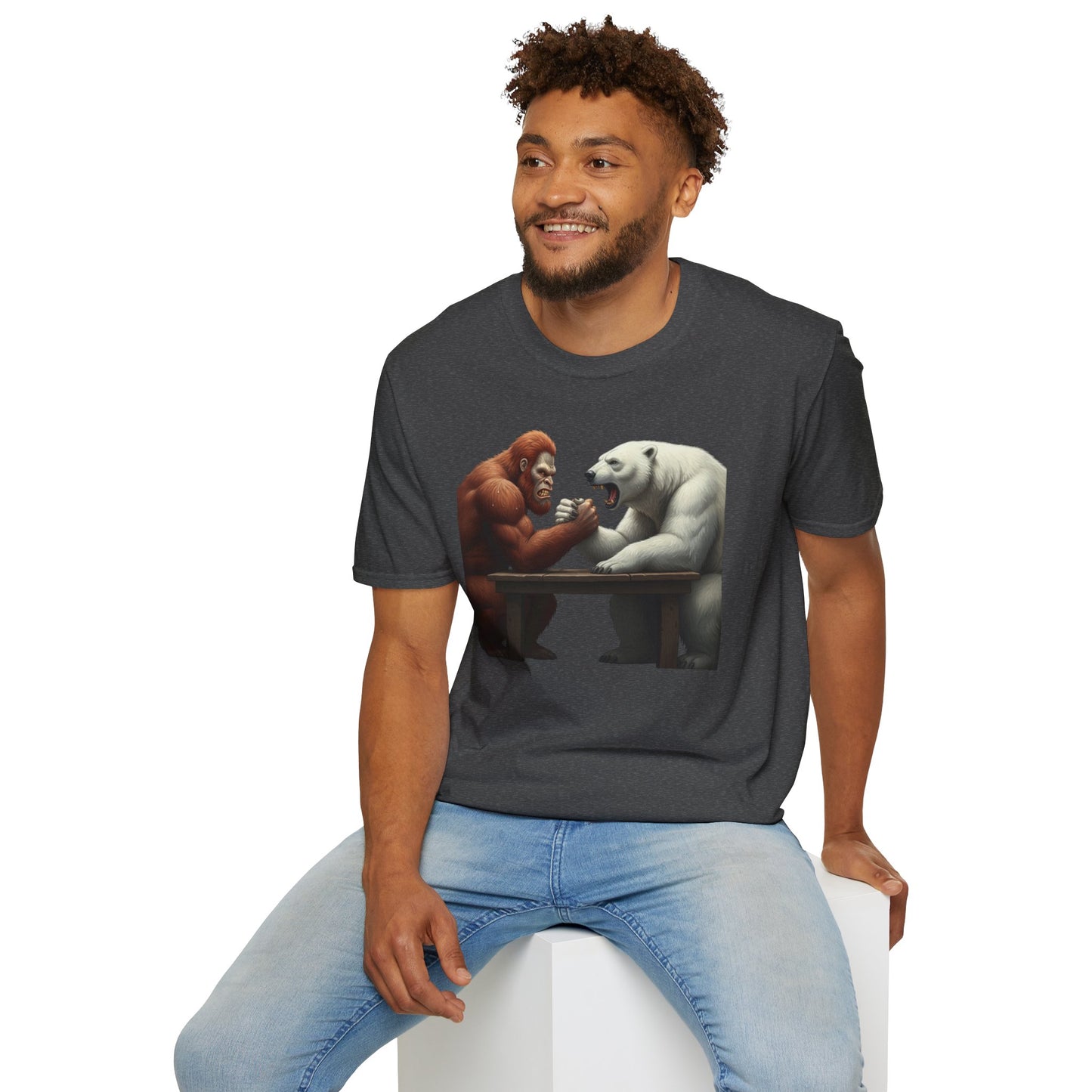 Graphic T-shirt - Bigfoot Arm Wrestling Polar Bear Design