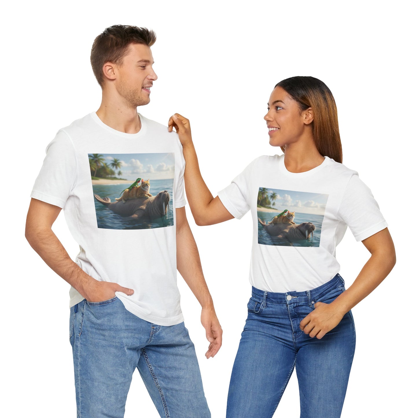 Ocean Friends Unisex T-Shirt - Walrus Cat Lizard Design