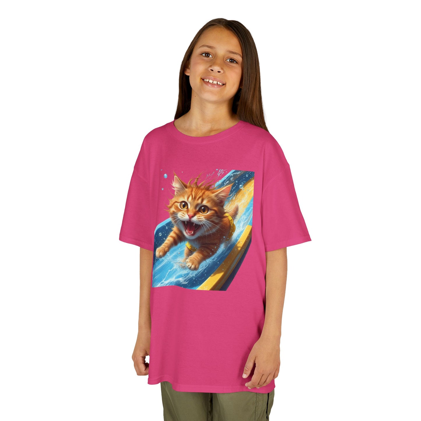 Kids T-shirt - Playful Cat Sliding Down Water Slide