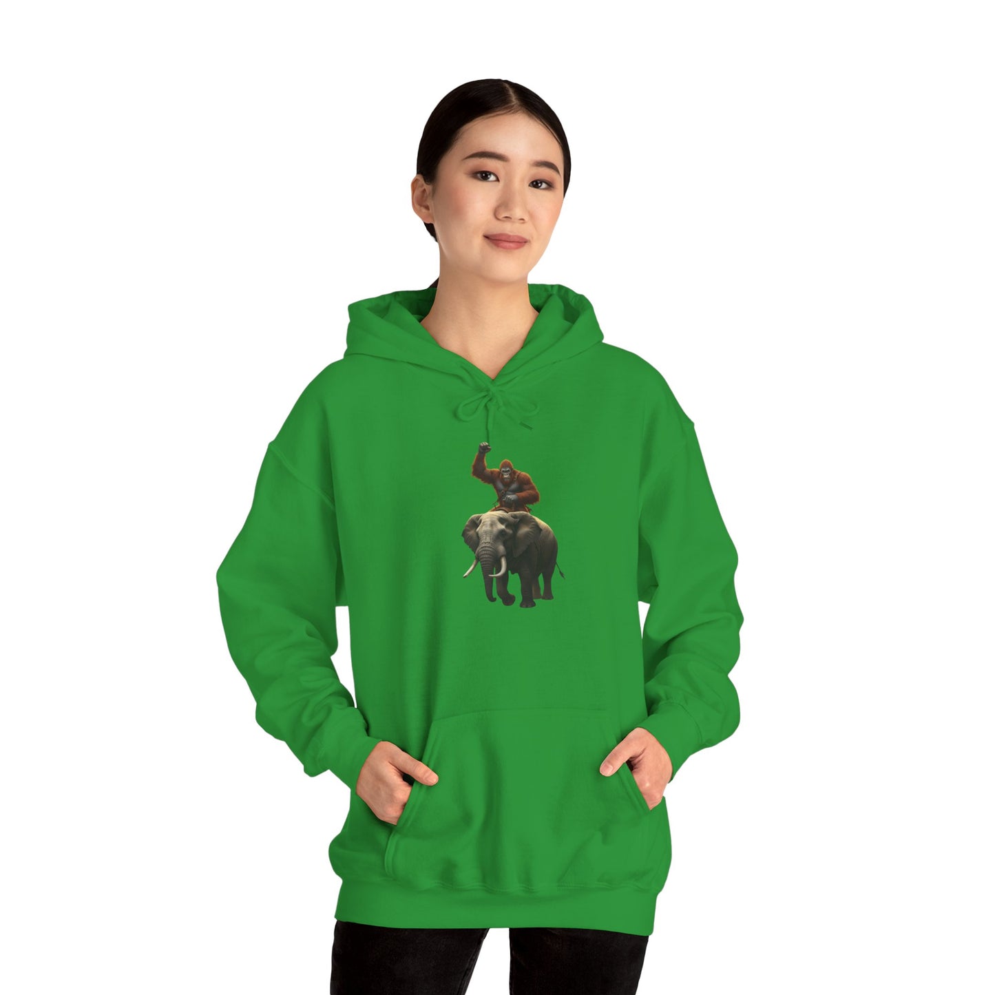 Bigfoot Riding an Elephant Hoodie - Unisex Sweatshirt