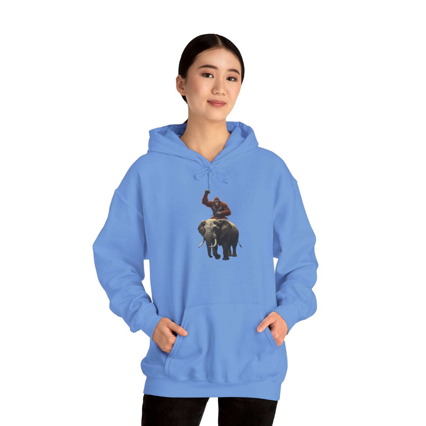 Bigfoot Riding an Elephant Hoodie - Unisex Sweatshirt