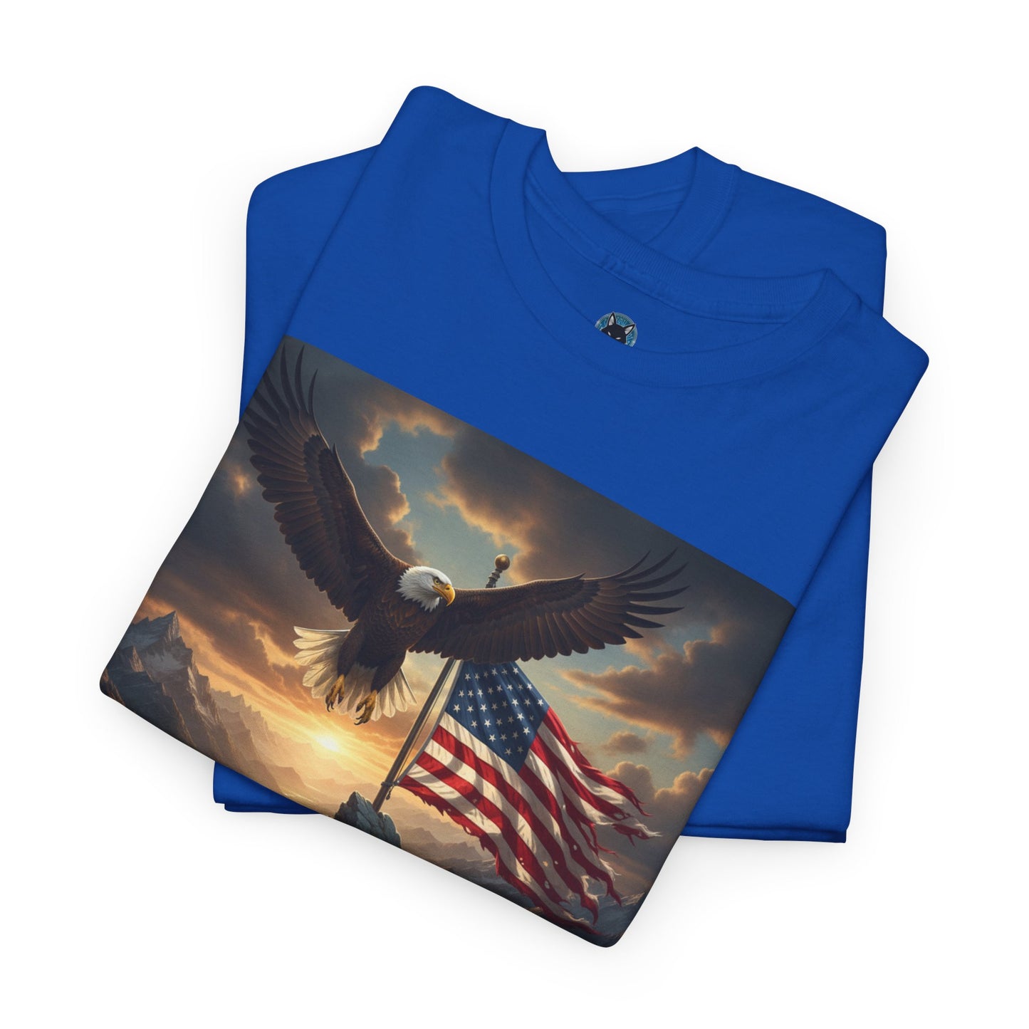 Patriotic Tee with Bald Eagle and Flag