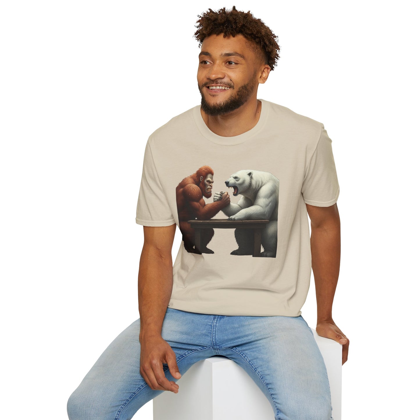 Graphic T-shirt - Bigfoot Arm Wrestling Polar Bear Design
