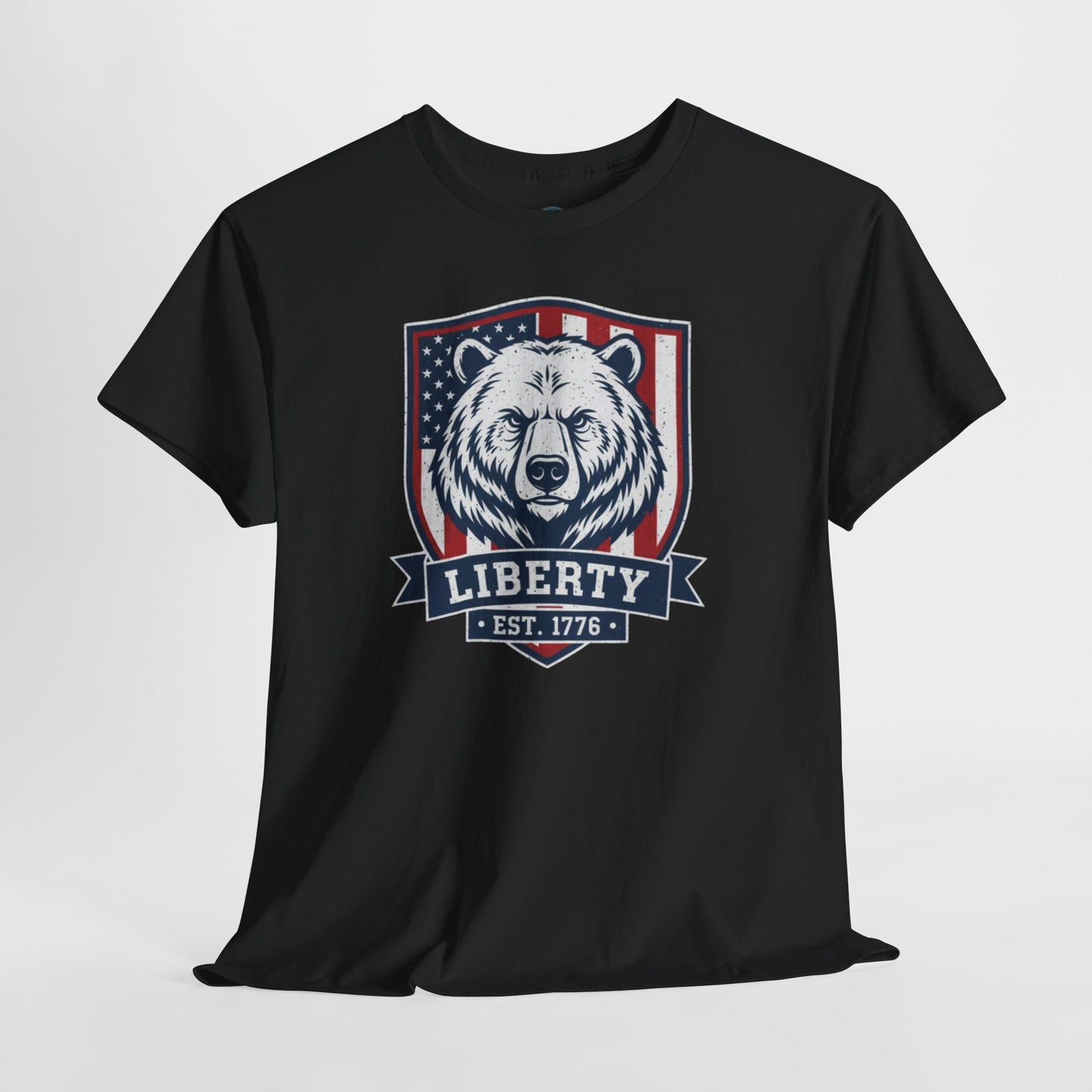 Patriotic Bear Shirt -  USA Flag Shield Tee - Liberty Est 1776 Top s- 4th of July Gift - American Animal Apparel