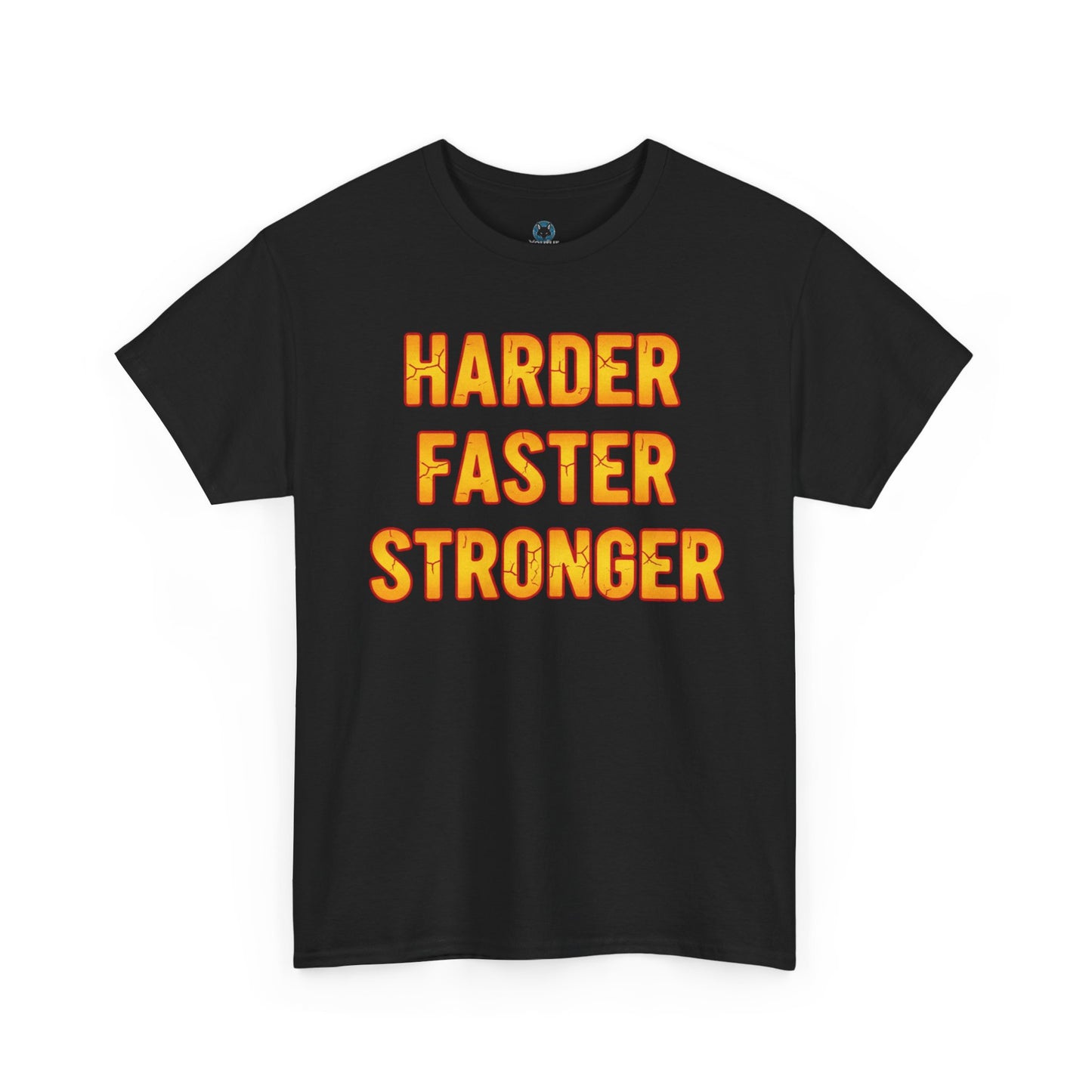 Harder Faster Stronger Tee | Motivational Workout Shirt, Bold Orange Text