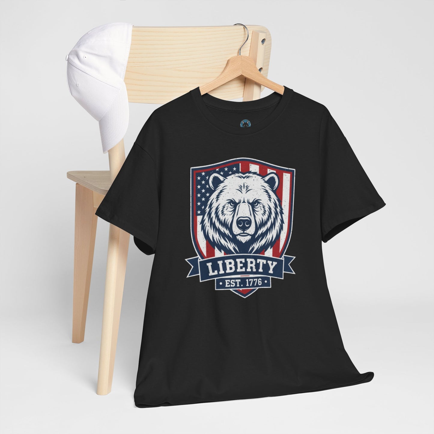 Patriotic Bear Shirt -  USA Flag Shield Tee - Liberty Est 1776 Top s- 4th of July Gift - American Animal Apparel