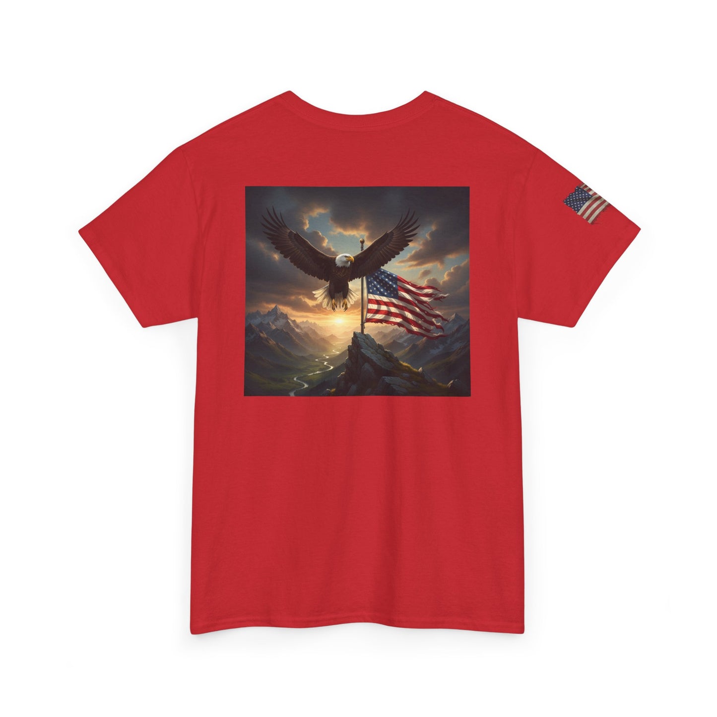 Patriotic Tee with Bald Eagle and Flag