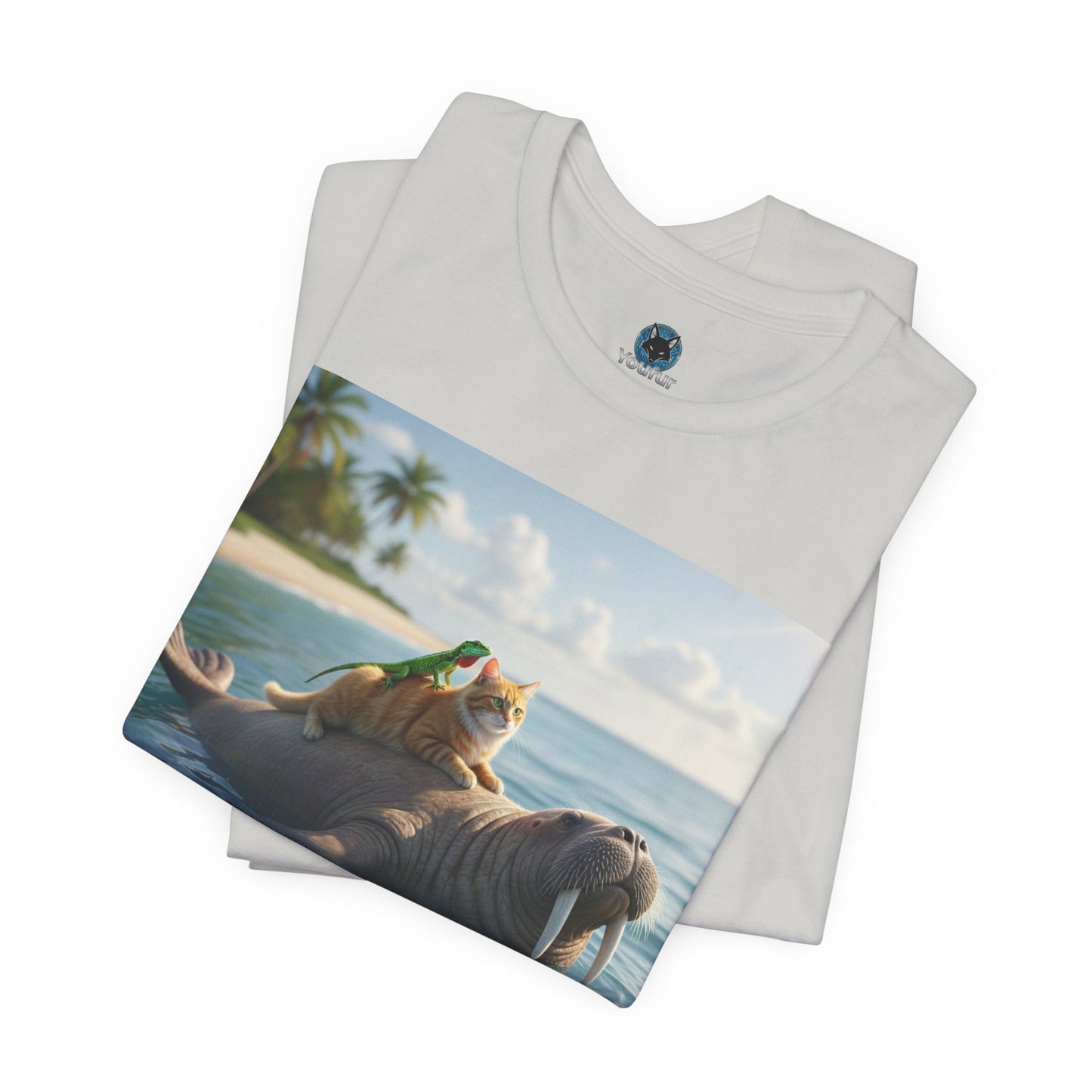 Ocean Friends Unisex T-Shirt - Walrus Cat Lizard Design