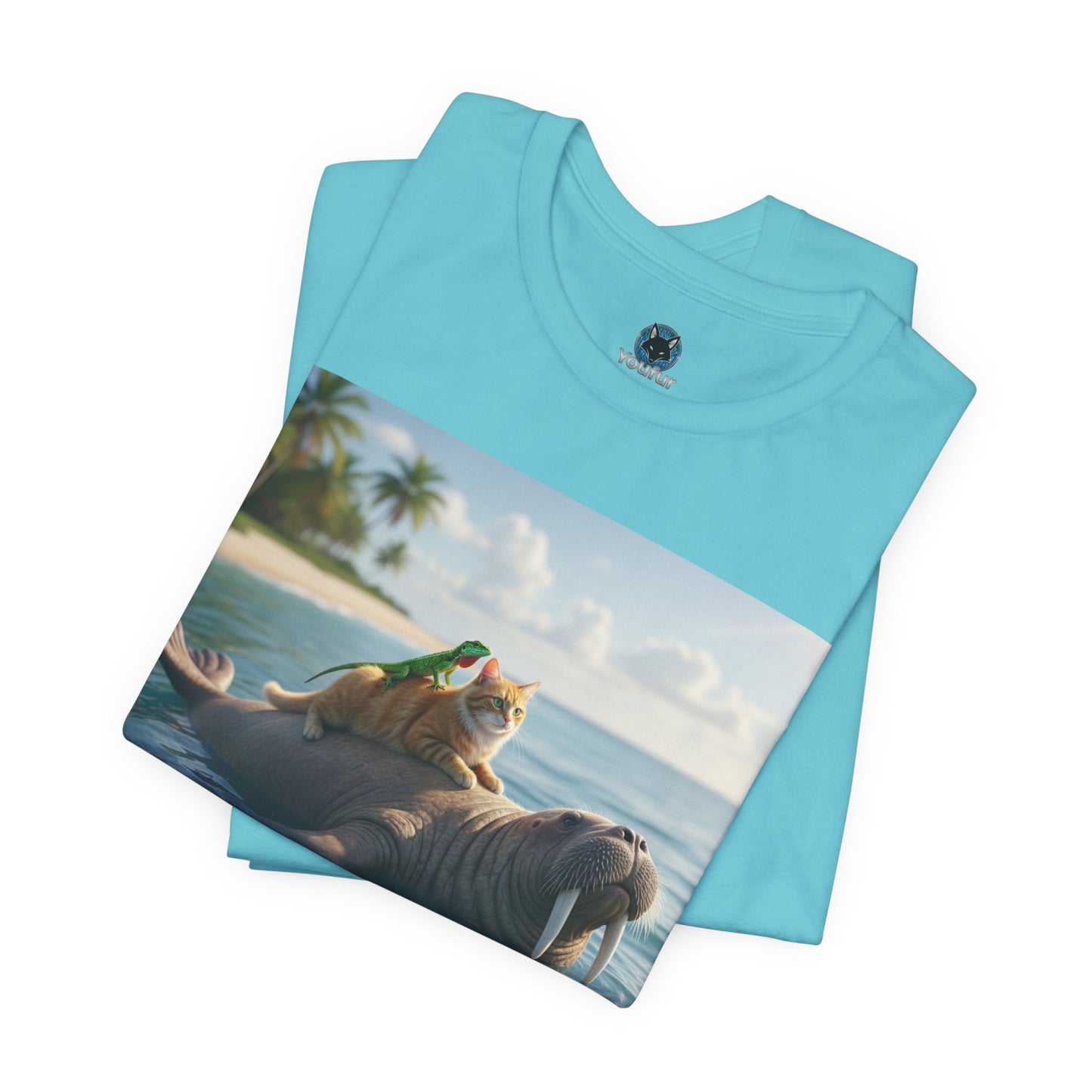 Ocean Friends Unisex T-Shirt - Walrus Cat Lizard Design