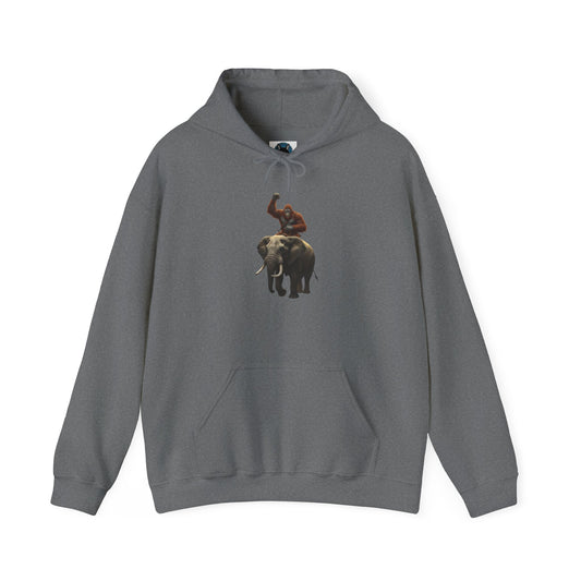 Bigfoot Riding an Elephant Hoodie - Unisex Sweatshirt
