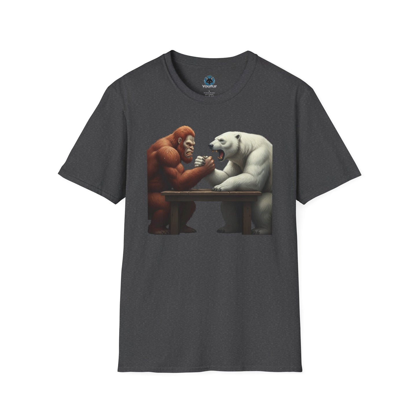 Graphic T-shirt - Bigfoot Arm Wrestling Polar Bear Design