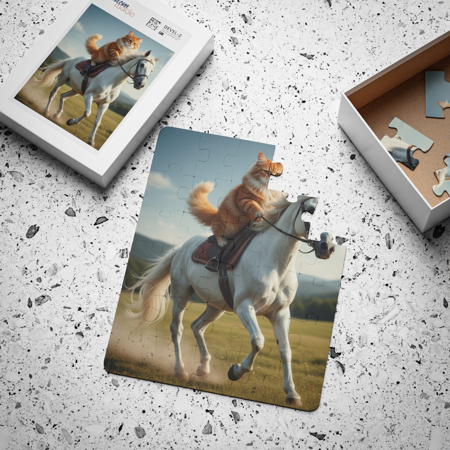 Kids' Puzzle - Orange Cat Riding White Horse 30-Piece Puzzle