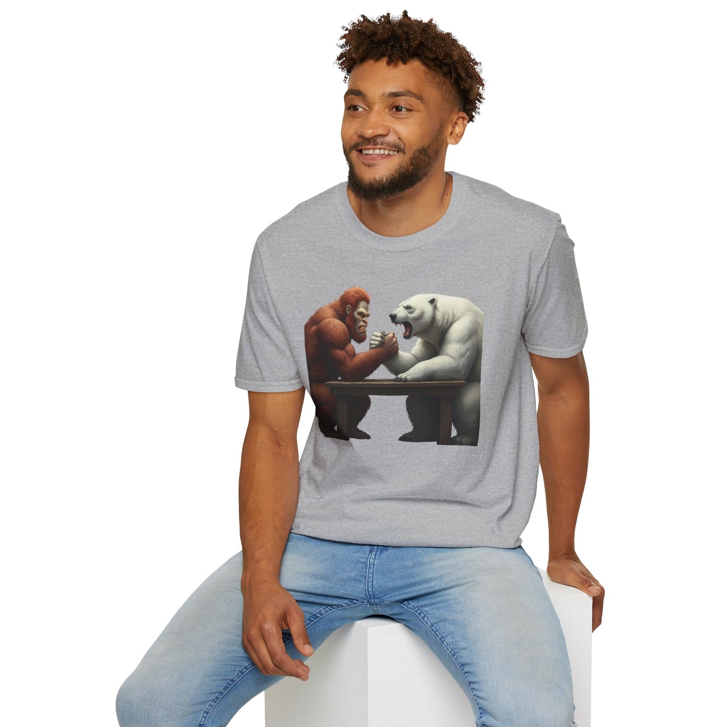 Graphic T-shirt - Bigfoot Arm Wrestling Polar Bear Design
