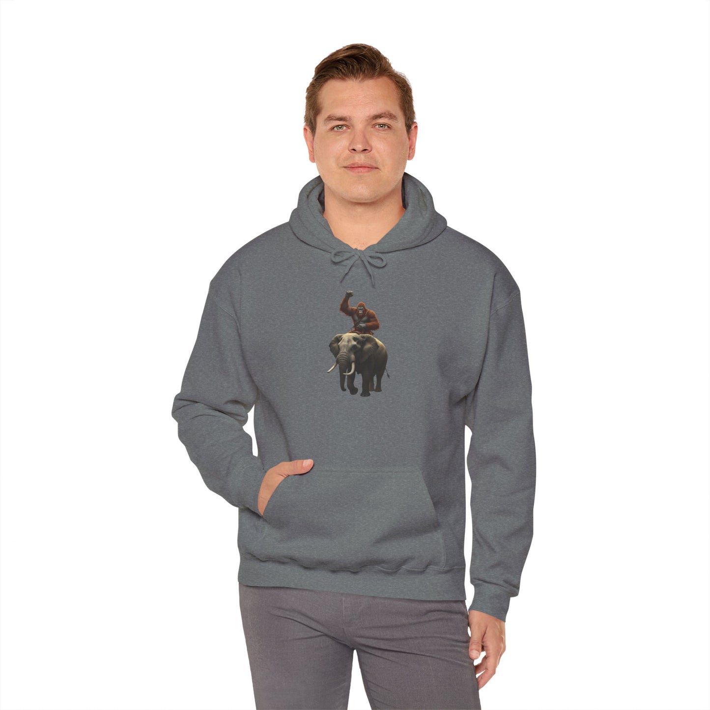Bigfoot Riding an Elephant Hoodie - Unisex Sweatshirt