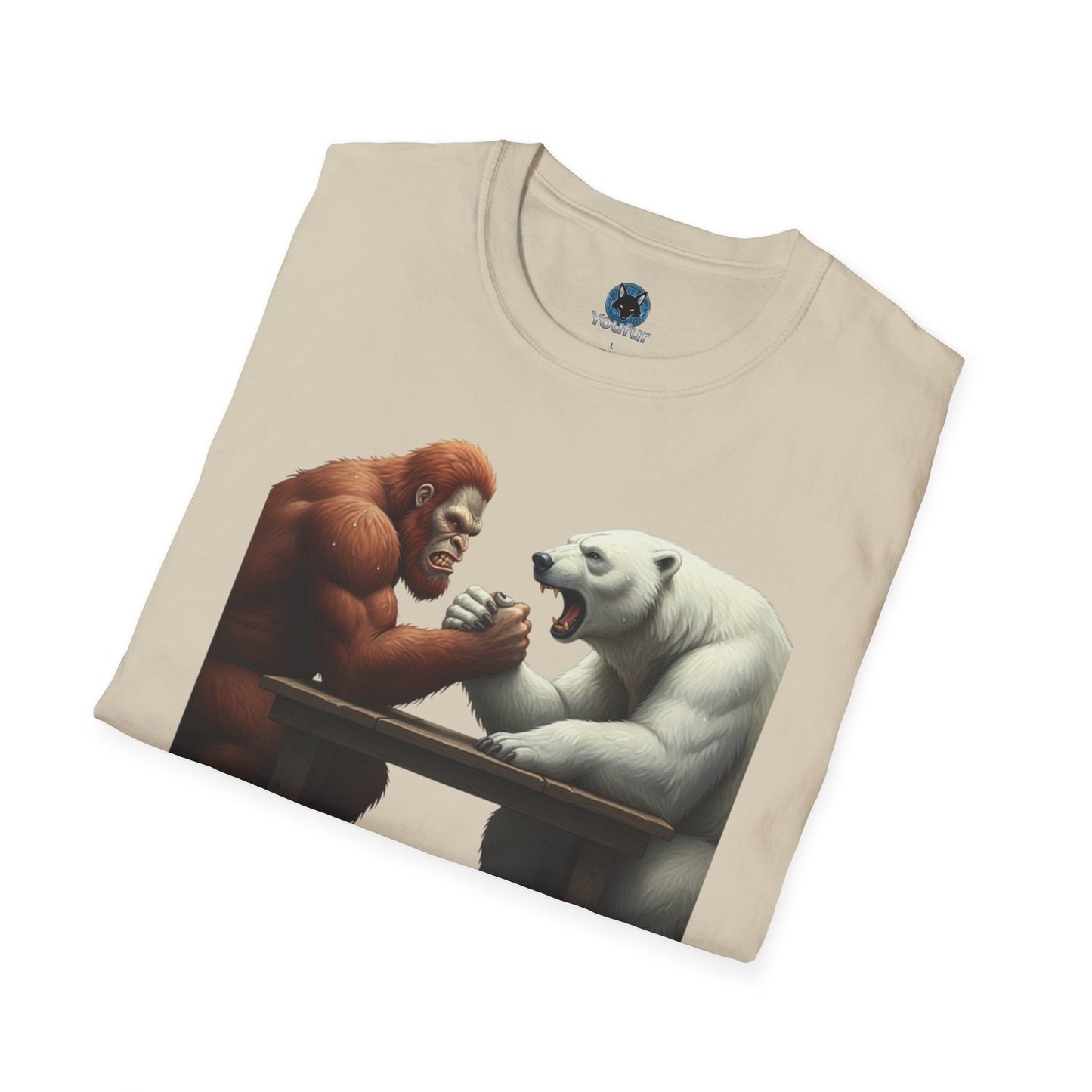 Graphic T-shirt - Bigfoot Arm Wrestling Polar Bear Design