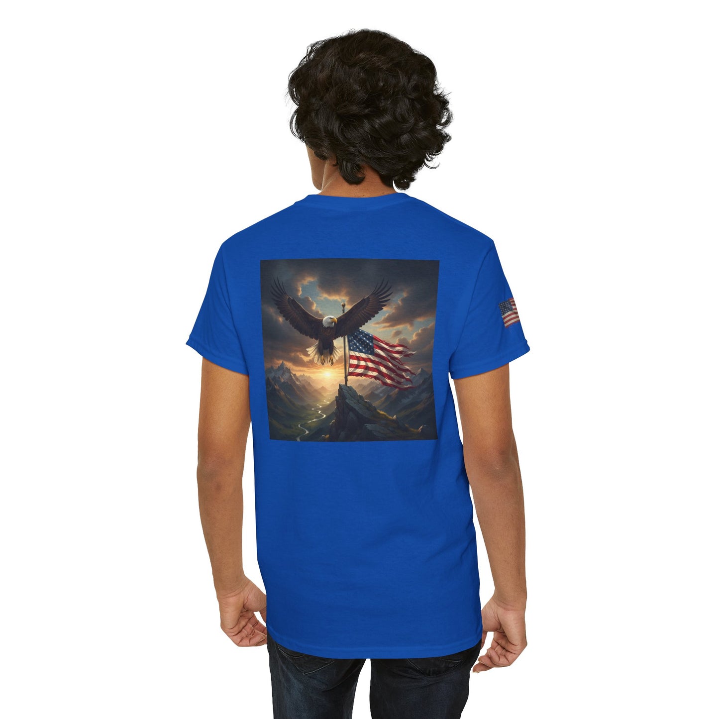 Patriotic Tee with Bald Eagle and Flag