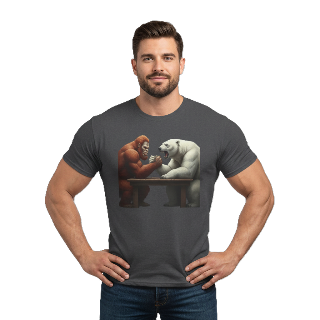 Graphic T-shirt - Bigfoot Arm Wrestling Polar Bear Design