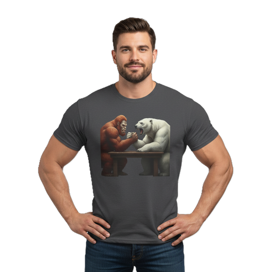 Graphic T-shirt - Bigfoot Arm Wrestling Polar Bear Design