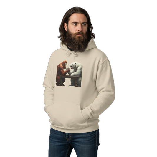 Bigfoot Arm Wrestling Polar Bear Hoodie - Unisex Sweatshirt