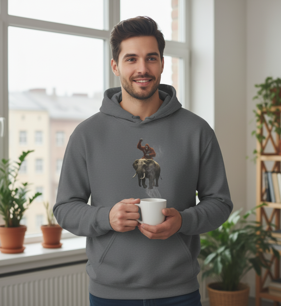 Bigfoot Riding an Elephant Hoodie - Unisex Sweatshirt