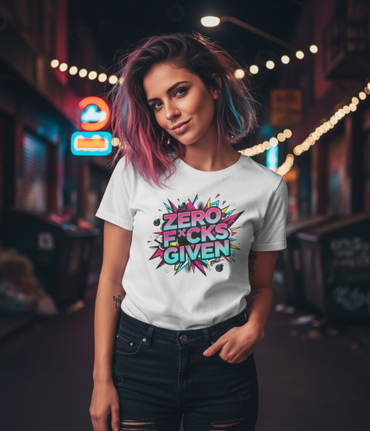 Zero F*cks Given Graphic  | Retro Pop Art Statement Shirt