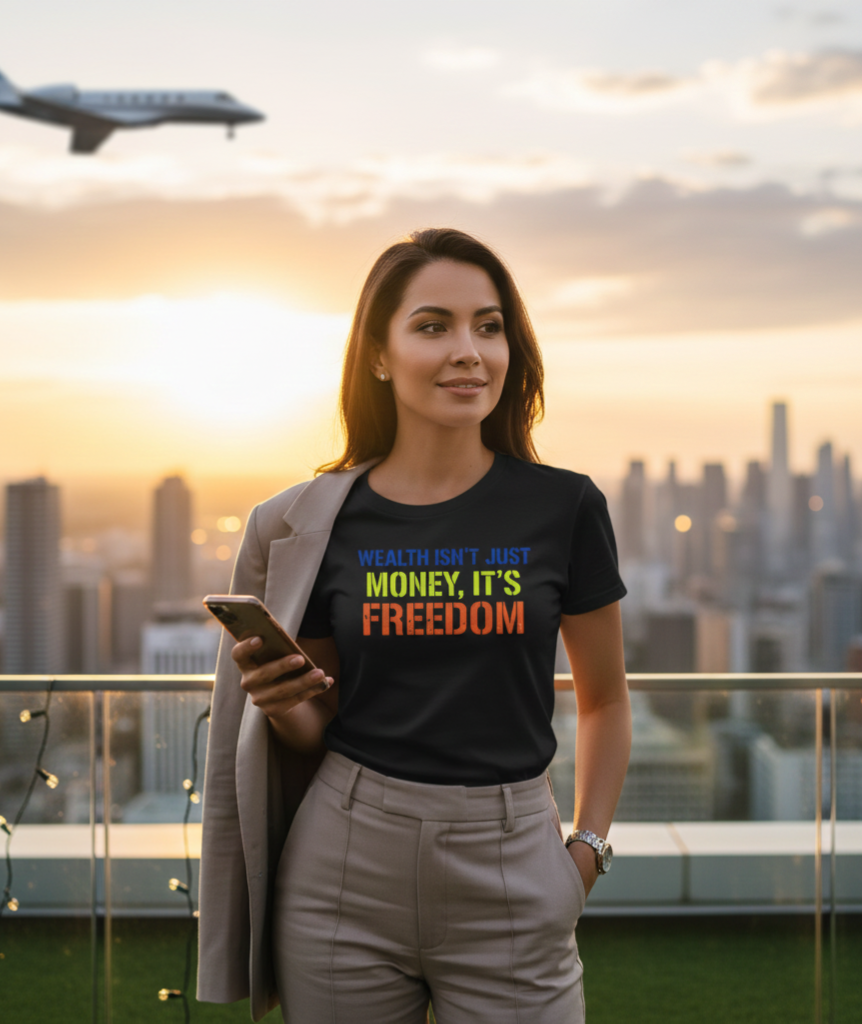 Wealth Is Freedom Shirt - Financial Independence Gift - Entrepreneur Motivation Tee - Money Mindset Top - Hustle Apparel