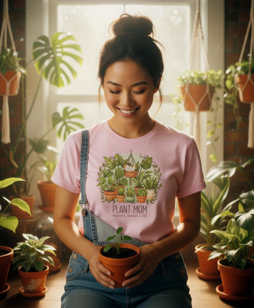 Plant Mom T-Shirt | Potted Plants Illustration, Houseplant Lover Tee