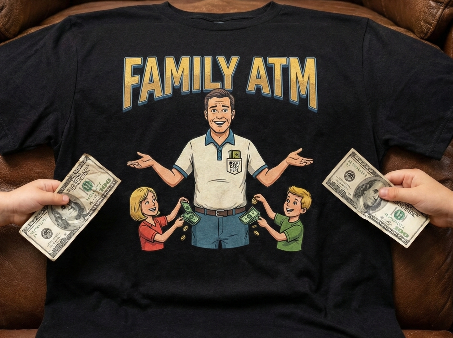 Family ATM Funny Dad Shirt, Father's Day Gift, Husband Birthday Idea, Dad Bank Tee, Humor Top For Men