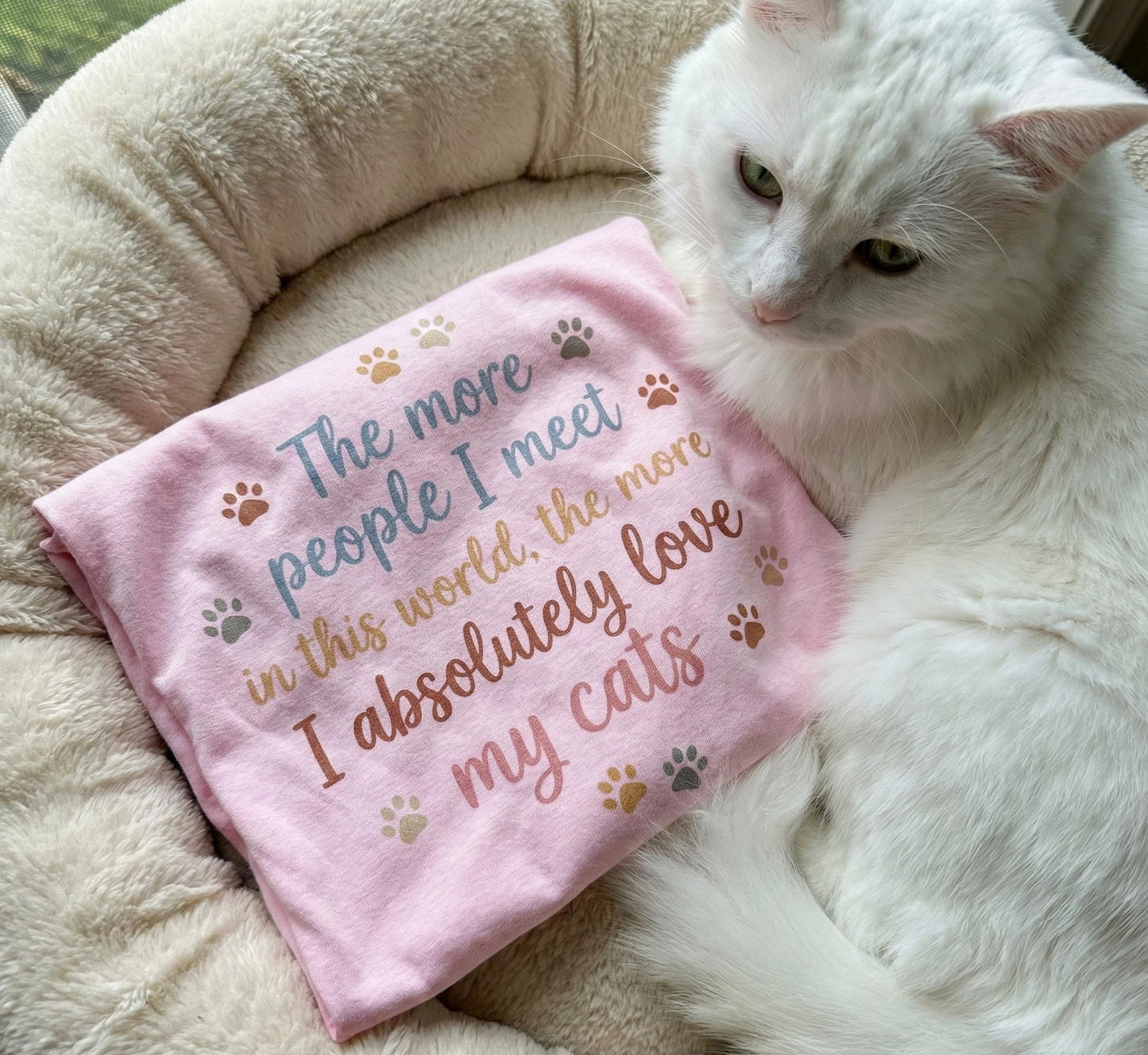 I Absolutely Love My Cats T-Shirt - Cat Paw Print Tee-Funny Cat Lover Shirt- Anti Social Cat Lady Tee Cute -Kitten Owner Apparel