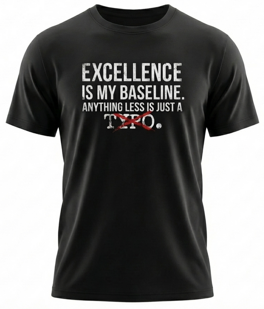 Excellence Is My Baseline Tee- Funny Perfectionist Shirt - Motivational Hustle Tee - Excellence Quote- Entrepreneur Gift Office Humor