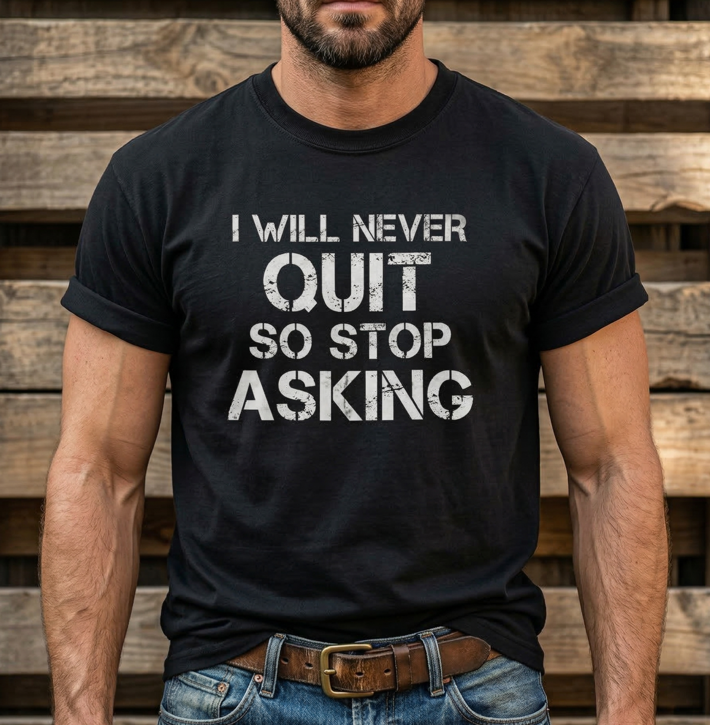 I Will Never Quit So Stop Asking T-Shirt | Motivational Quote Tee