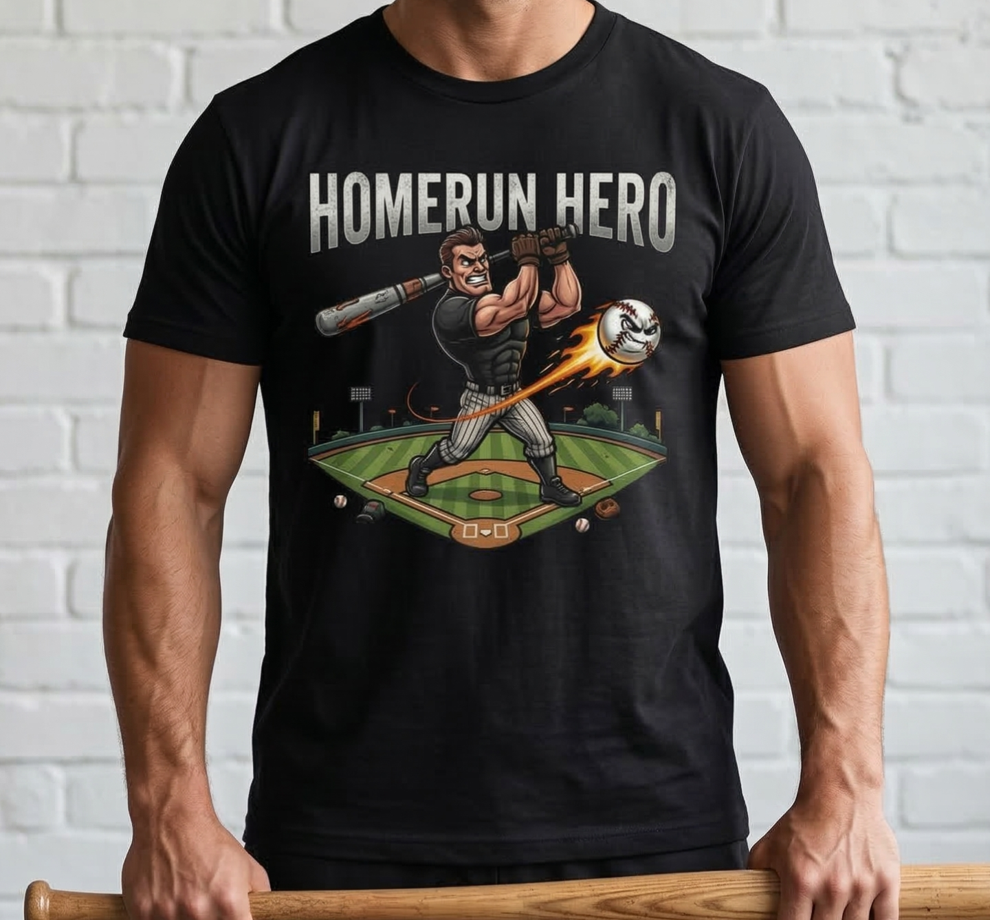 Homerun Hero Baseball Player T-shirt | Baseball Field Graphic Tee