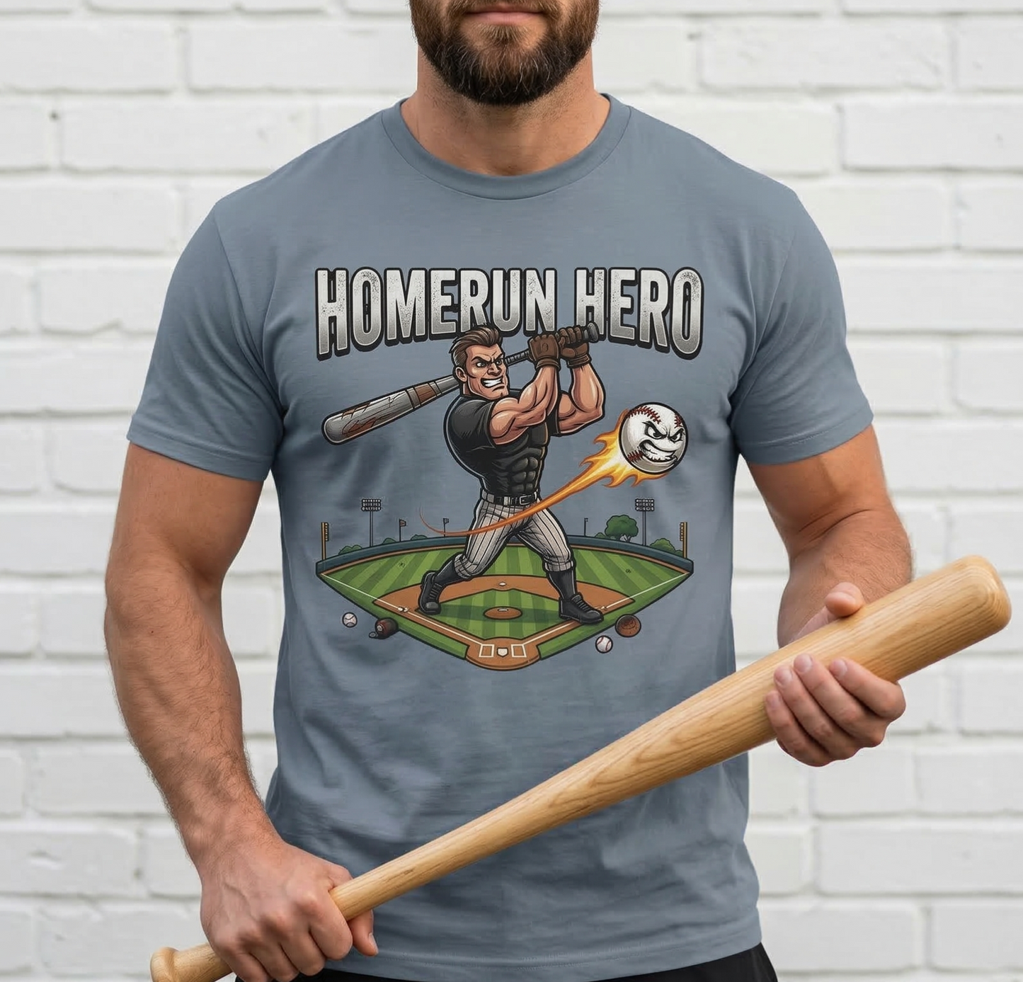 Homerun Hero Baseball Player T-shirt | Baseball Field Graphic Tee