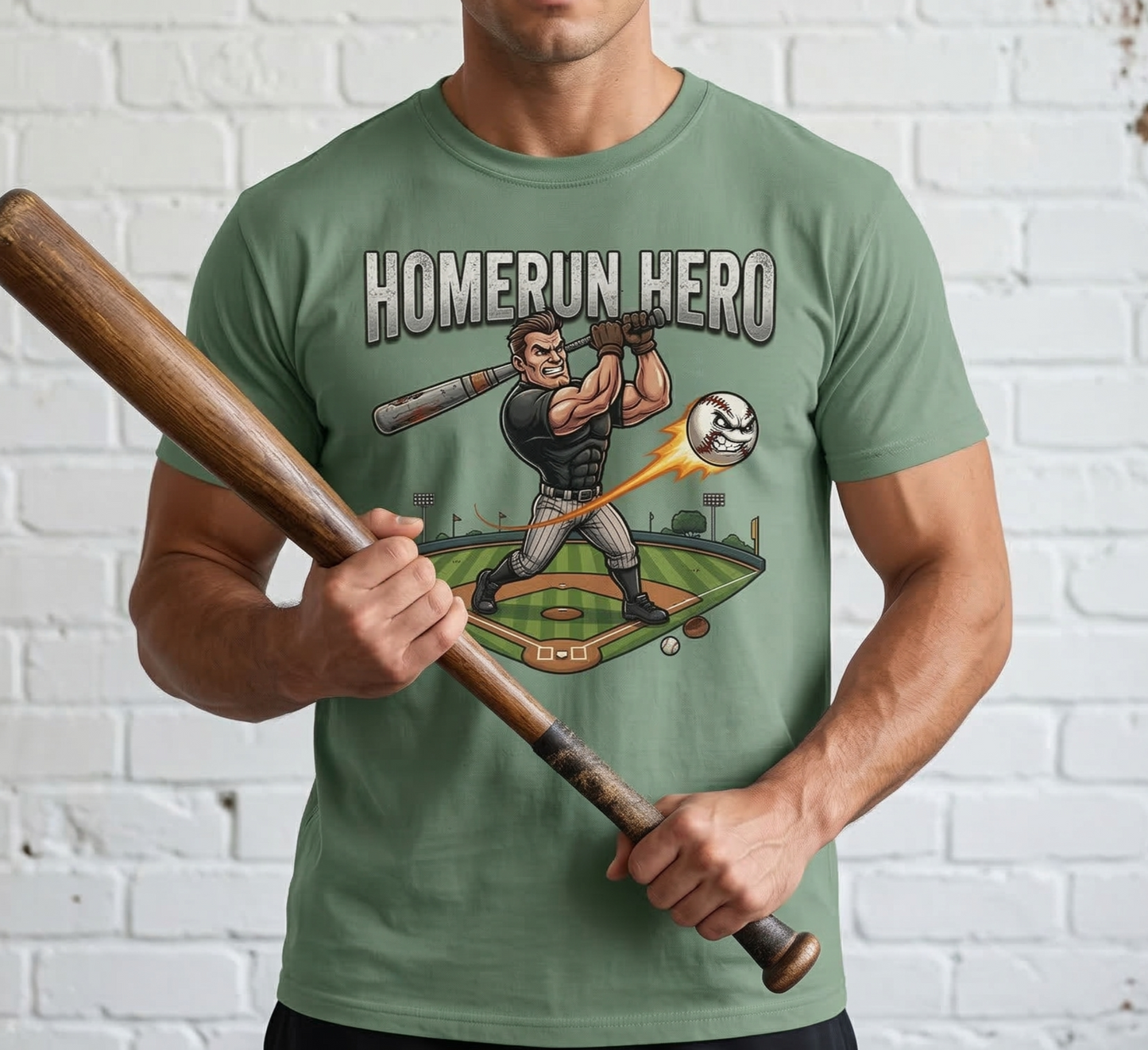 Homerun Hero Baseball Player T-shirt | Baseball Field Graphic Tee