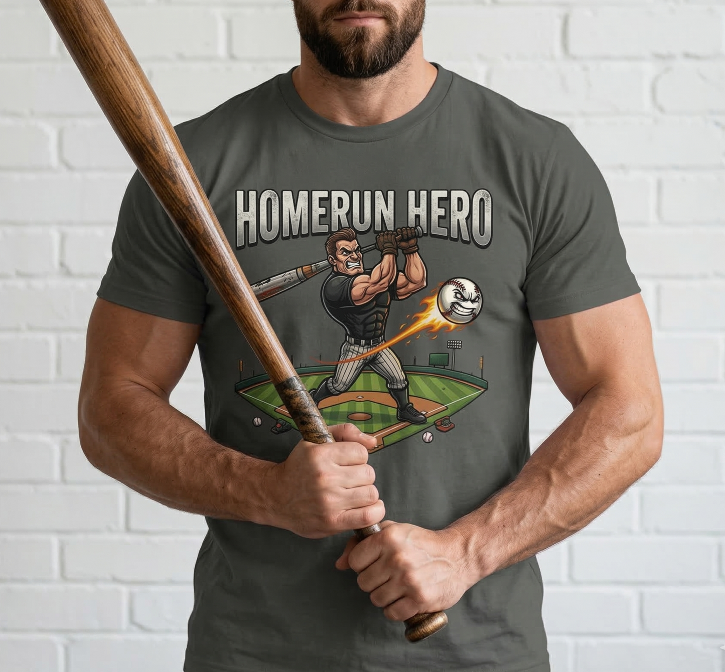 Homerun Hero Baseball Player T-shirt | Baseball Field Graphic Tee