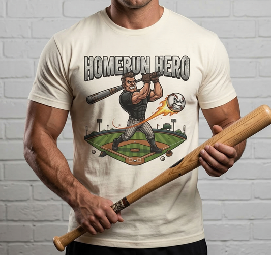 Homerun Hero Baseball Player T-shirt | Baseball Field Graphic Tee
