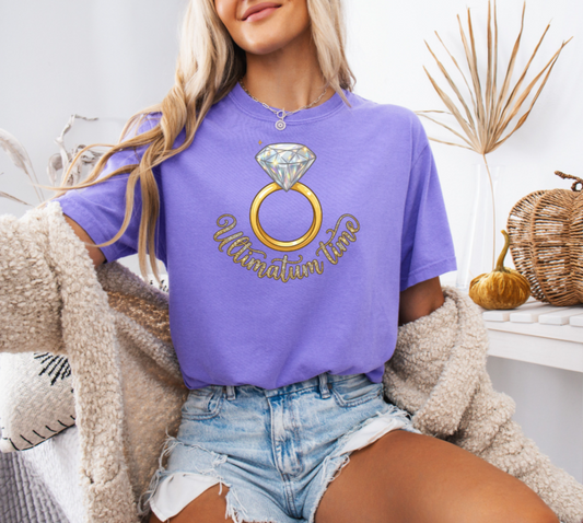 Diamond Engagement Ring Illustration T-Shirt | Ultimatum Vows Script