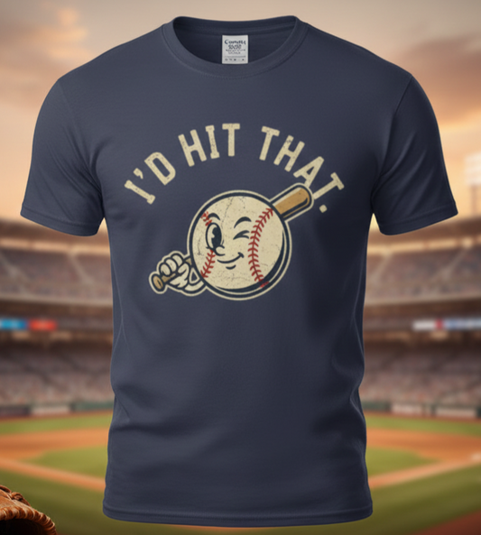 I'd Hit That Baseball Vintage Cartoon T-Shirt | Retro Sports Tee