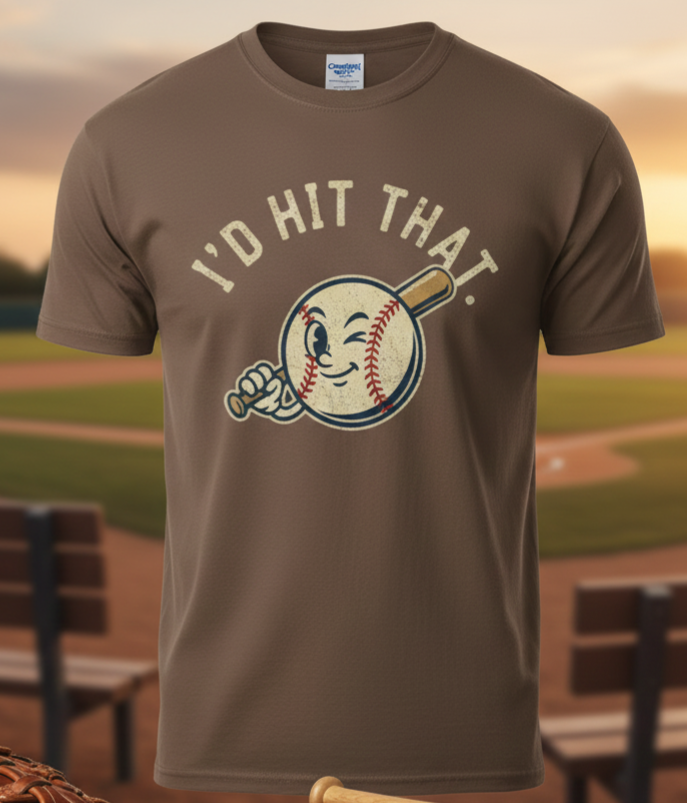 I'd Hit That Baseball Vintage Cartoon T-Shirt | Retro Sports Tee